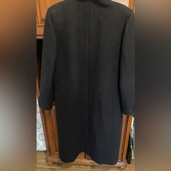 Worthington Black Wool Button Front Long Length Vintage Coat - Picture 4 of 6
